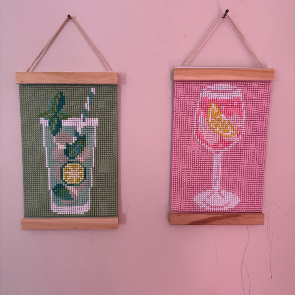 Whimsical Pastel Canvas Art Set with Rustic Frames